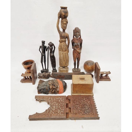 166 - Quantity of African carved figures and other treen items