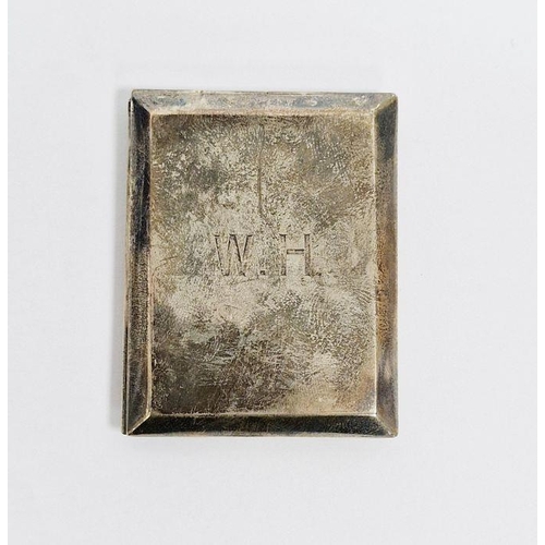 203 - Silver match holder card case, rectangular with chamfered edge, initialled ‘WH’, Birmingham 1929