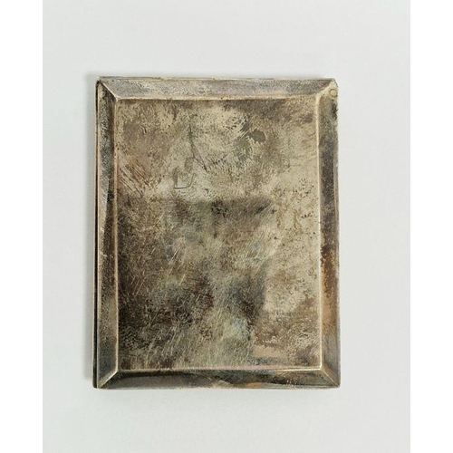 203 - Silver match holder card case, rectangular with chamfered edge, initialled ‘WH’, Birmingham 1929