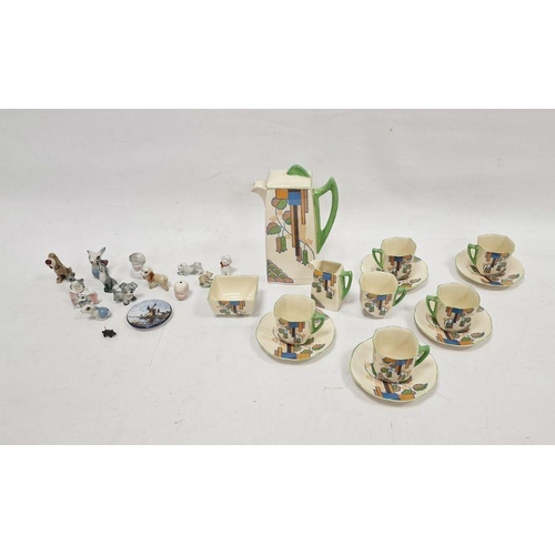 25 - Royal Doulton 'Marina' Art Deco coffee set to include a coffee pot, six cups, 4 saucers, cream jug a... 