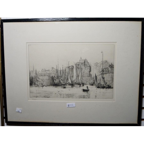 287 - William Lionel Wyllie (1851-1931)
 Etching
  Harbour scene, signed to the margin lower left, 24.5cm ... 