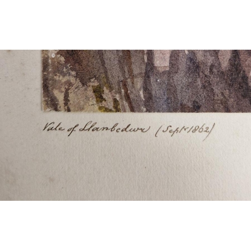 298 - Portfolio conataining a small quantity of 19th century watercolour landscapes, depicting scenes from... 