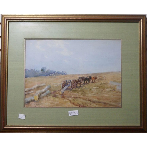 310 - Mary S Hagarty (act 1882-1938)
 Watercolour
 Carthorses logging, signed lower right, 24cm x 35cm
 19... 