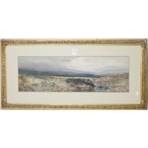 319 - Early 20th century school
  Watercolour
 Highland scene with figure, signed indistinctly lower left,... 