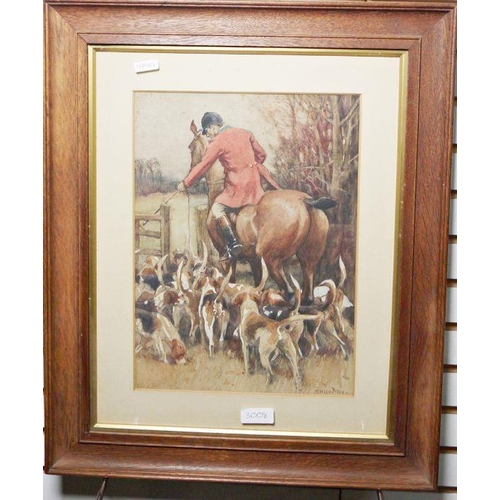 326 - Robert Hugh Buxton (1871-1965)
 Watercolour
 Hunting scene, signed lower right, 32cm x 24cm