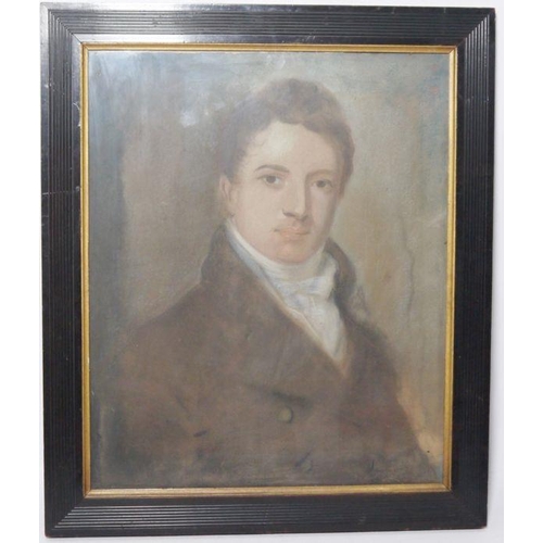 327 - 19th century school
  Pastel
 Head and shoulders portrait of a gentleman, unsigned, 56cm x 45cm