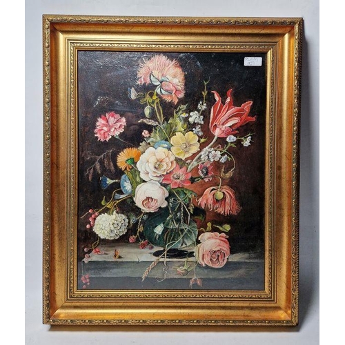 347 - Lovelace (20th century school)
 Oil on cavas
 Floral still life with butterfly, unsigned, framed and... 