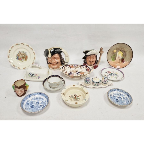 48 - Masons Ironstone 'Mandalay' pattern oval dish, two Royal Doulton character jugs and a small jester c... 