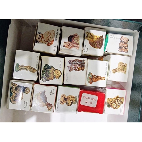 50 - Large quantity of Wade Whimsie miniature models, some with boxes and two glass miniatures (5 boxes)