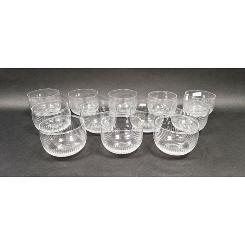 80 - Set of twelve 19th century glass finger bowls, 9cm high x 11.5cm diameter, with early 19th century D... 