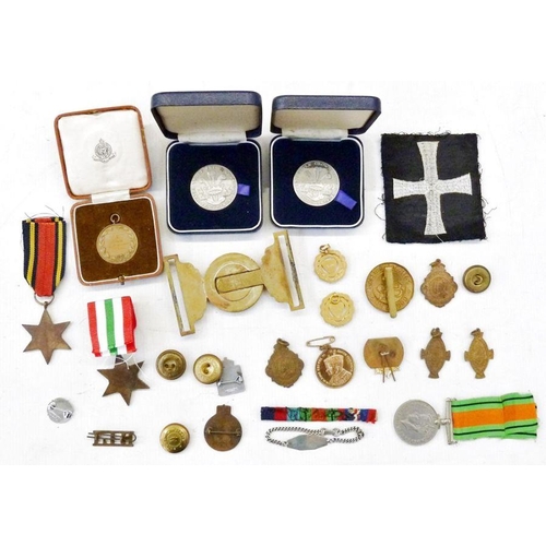 184 - WWII Burma Star, Italy Star war medal, Royal Gloucestershire, Berkshire and Wiltshire Regiment belt ... 