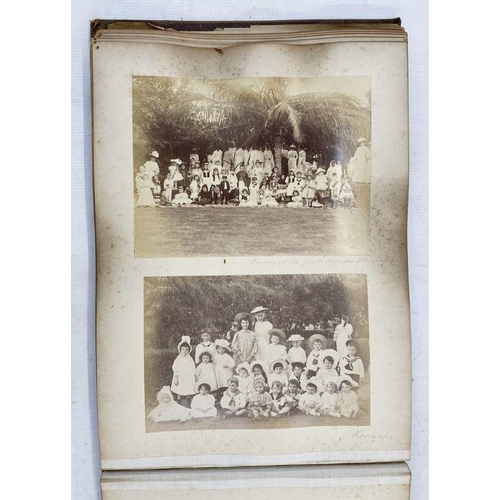 203 - Late nineteenth century clothbound photograph album of Asian interest, to include photographs of Ind... 