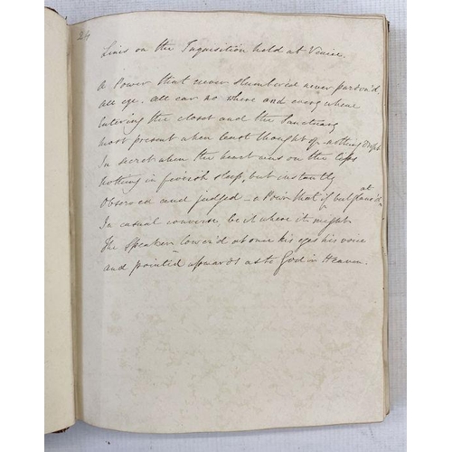 204 - Early 19th century leatherbound journal filled with handwritten verses, copied from the likes of Bis... 