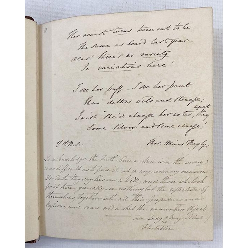 204 - Early 19th century leatherbound journal filled with handwritten verses, copied from the likes of Bis... 