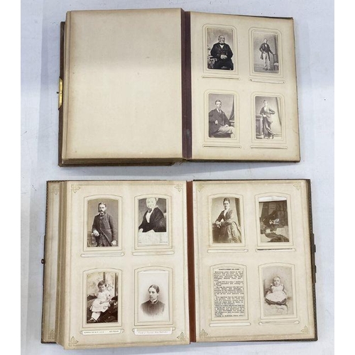 209 - Five mid-late Victorian photograph and carte de visite albums containing nearly 350 photographs, inc... 