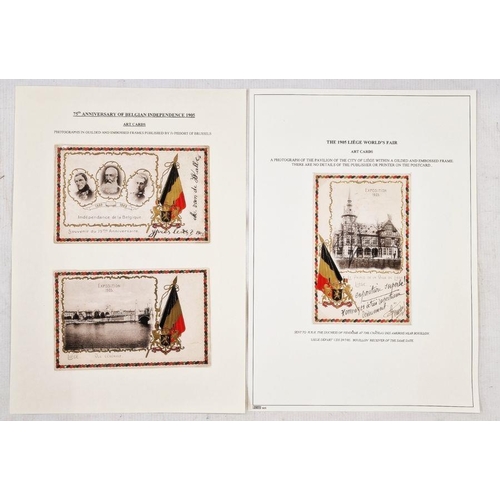 22 - Belgium: two large black folders of 1905 Liege World Fair official, promotional and humorous postcar... 