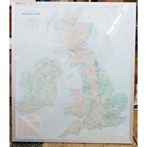 224 - Colour print of Bartholomew British Isles (Nobo Mag-Maps framed), 59cm x 84cm, and a print of Blaken... 