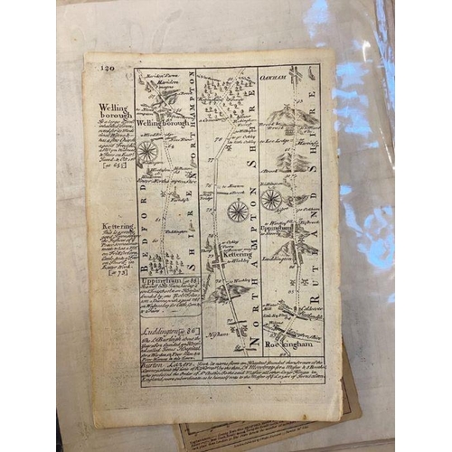 226 - Selection of antique and later maps , some coloured, to include John Ogilby strip maps 'London to Oa... 