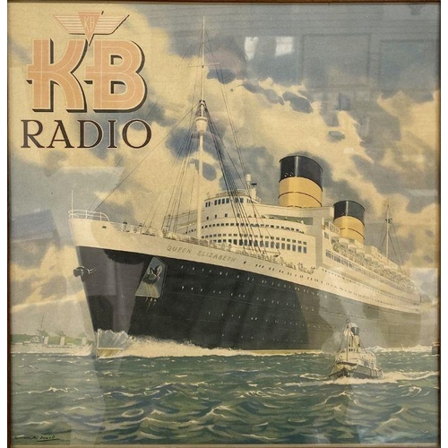 228 - William McDowell (1888-1950)
 Colour print for KB Radio 
 'Queen Elizabeth'
 48.5cm x 46.5cm

 KB (K... 