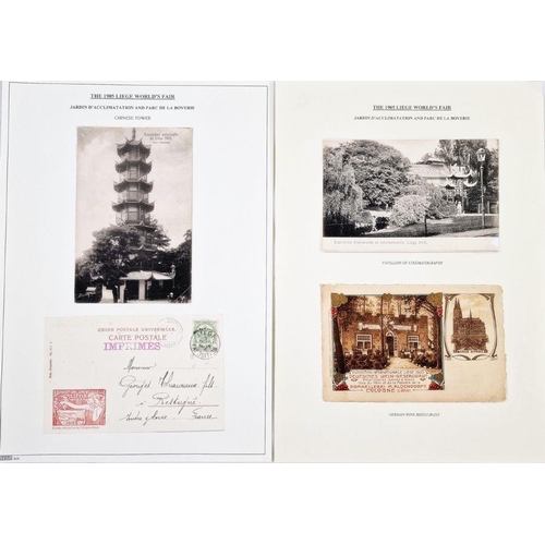 23 - Belgium: large blue folder of c.160 black and white/tinted postcards of 1905 Liege World Fair showin... 