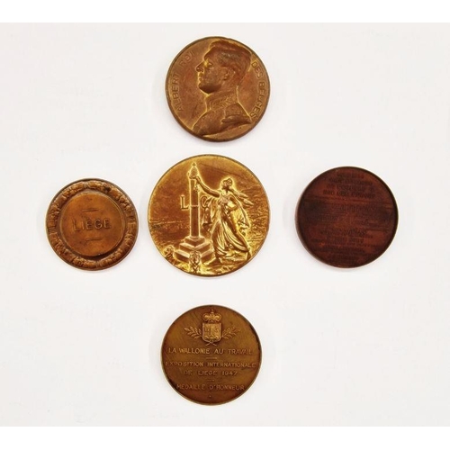 28 - Belgium: plastic case containing five commemorative medals – 1850 Liege Civil and Military Security ... 