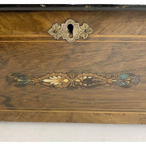 335 - Late 19th century inlaid rosewood Swiss cylinder music box with 12 airs, having printed inscribed li... 