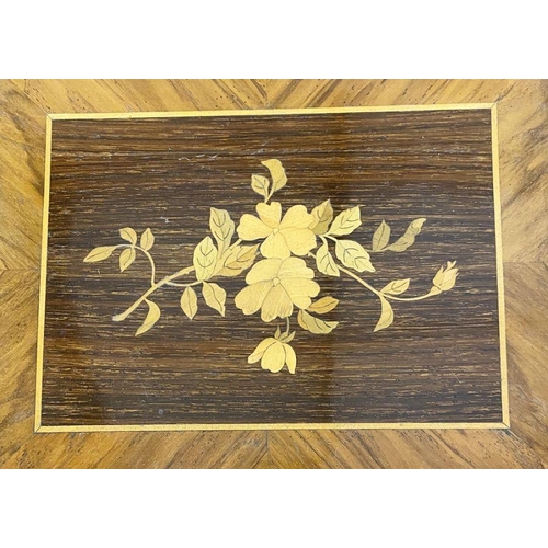 337 - Late 19th century German Schutz Marke table-top polyphon in floral inlaid figured walnut table-top c... 