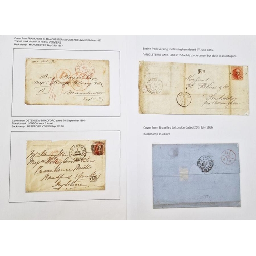 35 - Belgium: cross-channel mail and postal history collection 1731 to 1946, in black folder, 70+ sleeves... 