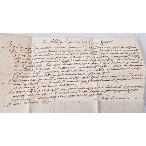 36 - Belgium: Corsini Letter of 9 February 1575 from Bruges to London, apparently one of only 13 letters ... 