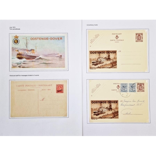 37 - Belgium: Ostend-Dover crossing collection in four black folders with used and unused postcards, phot... 