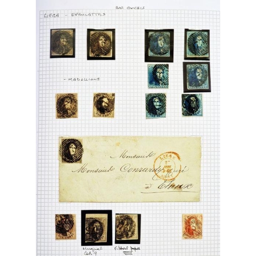 44 - Belgium: Liege-related stamps and postal history from 1850 to late 1800's in red 'Centaur' albums wi... 