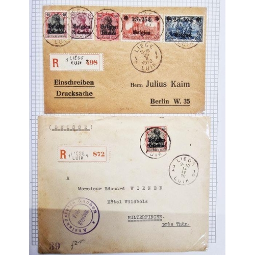 45 - Belgium: Liege - related stamps and postal history 1860's in three red 'Simplex' albums. Various iss... 