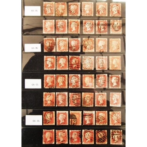 61 - GB QV 1d red (line engraved) 1864-79 issues in complete plate position collection AA-TL, 240 used st... 