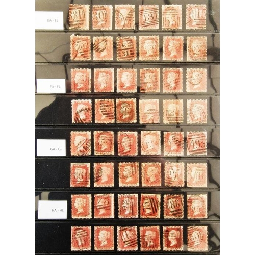 61 - GB QV 1d red (line engraved) 1864-79 issues in complete plate position collection AA-TL, 240 used st... 