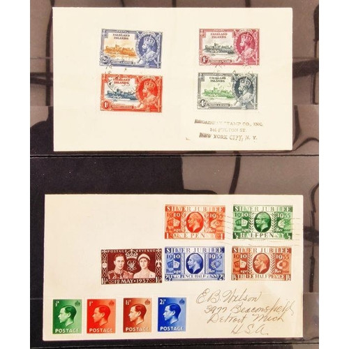 66 - Br Empire KGV Silver Jubilee mint and used Omnibus in maroon album with blocks and a few covers incl... 