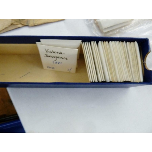 77 - Collection of Victorian 3d, 66 in total, various grades, all contained in handwritten envelopes