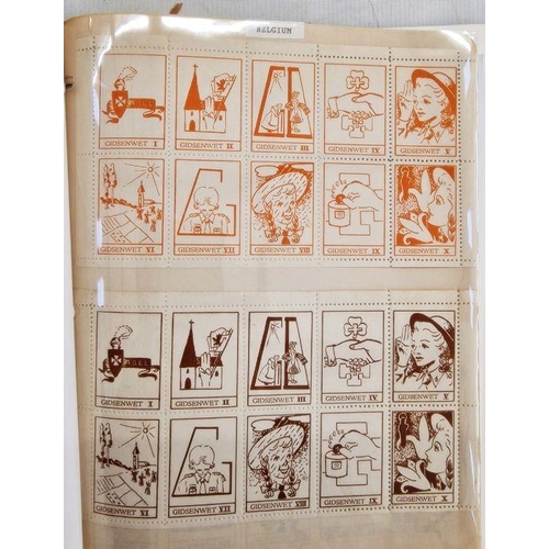 8 - Green Simplex 60+ page album full of promotional Scout cinderella stamps, stickers, labels and badge... 