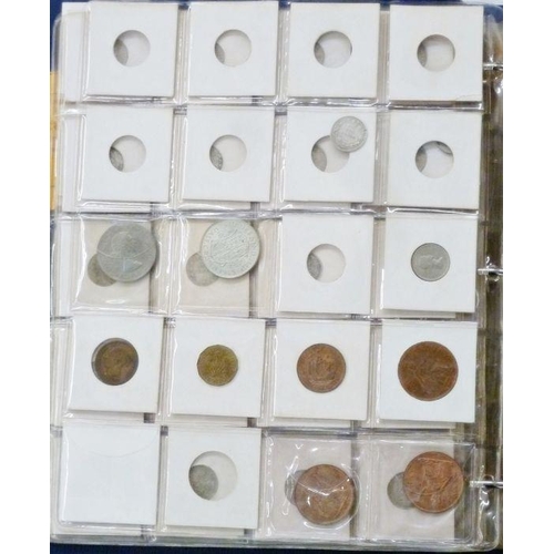 94 - Folder of UK coins including 60 sixpences from Victoria to Elizabeth II, various grades, some uncirc... 