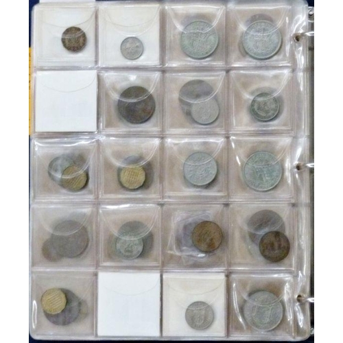 94 - Folder of UK coins including 60 sixpences from Victoria to Elizabeth II, various grades, some uncirc... 