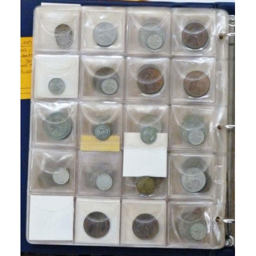 94 - Folder of UK coins including 60 sixpences from Victoria to Elizabeth II, various grades, some uncirc... 