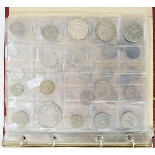 99 - Folders of coins (five) comprising of silver (pre 47) half coins (34) nickel (five), florins (pre 47... 