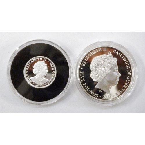 101 - Silver proof Isle of Man, 95th birthday of Her Majesty the Queen sovereign 2021 with Bailliewick of ... 