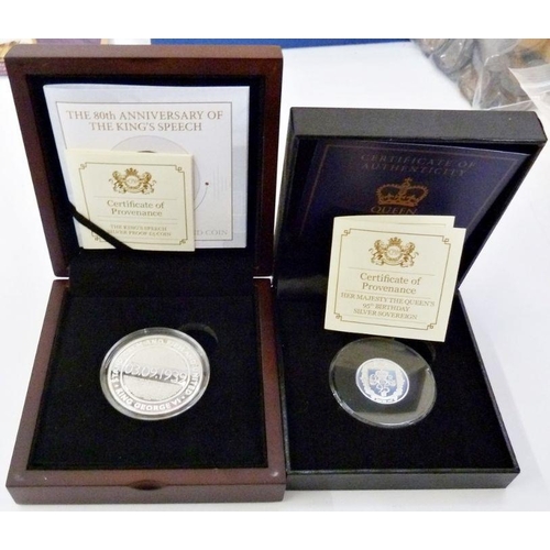 101 - Silver proof Isle of Man, 95th birthday of Her Majesty the Queen sovereign 2021 with Bailliewick of ... 