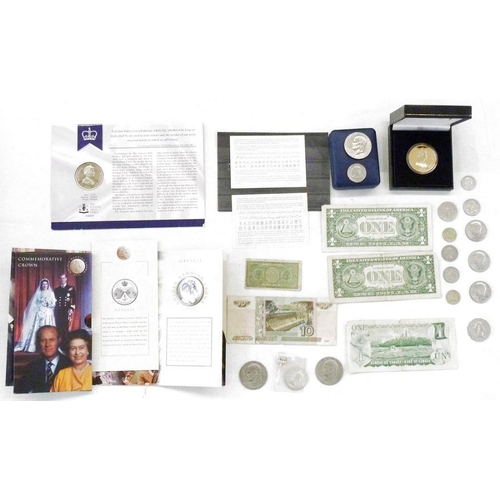 105 - Various nickel world coins together with a 1997 golden wedding crown (brilliant uncirculated) and th... 