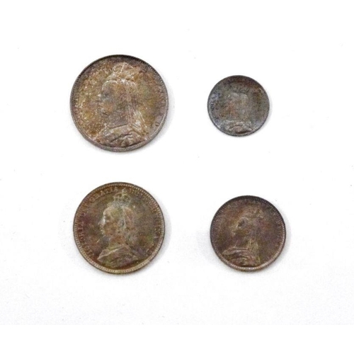 106 - Cased set of four Maundy coins 1891 in 1899 case