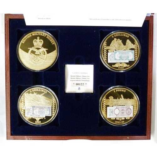 109 - Collection of presentation sets (five) of copper gilt medallions to comprise of Rule Britannia (six)... 