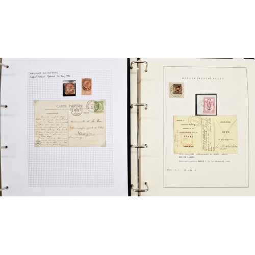 11 - Provincial postmarks of Liege and Limbourg in two black albums of 100+ pages, postage due, return-to... 