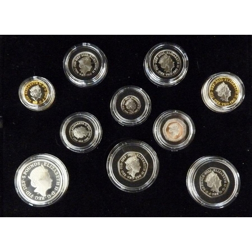 110 - 2022 silver proof celebration coin set consisting of 10 coins in Royal Mint box, certificates, all c... 