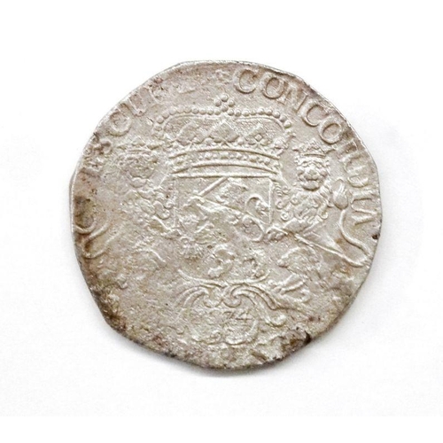 120 - Dutch silver right/knight on horseback right, holds swords upright, crowned arms of Holland below, r... 