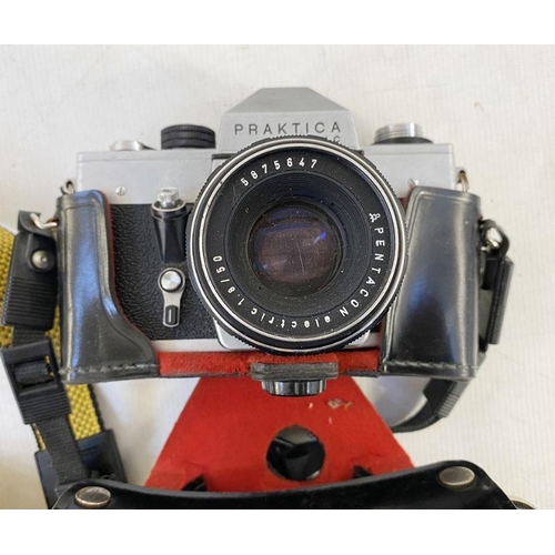 142 - Zenit EM camera, cased, a Contax 139 quartz camera with Yashica lens, a Canon Pellix camera, no.1695... 